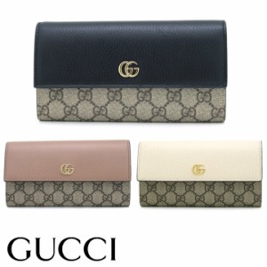 グッチ 財布 GUCCI フラップ長財布 キャンバス プチ マーモント GGマーモント ブラック ダスティピンク オフホワイト レディース メンズ 