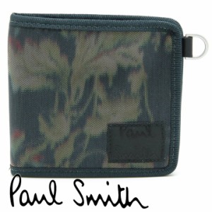 ポールスミス 財布 Paul Smith 二つ折り財布 レディース メンズ ローズパターン モスグリーン M1A-6865-GDROSE PR 【誕生日 お祝い プレ