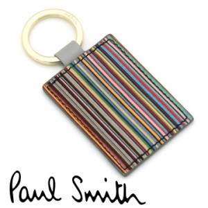 ポールスミス Paul Smith キーリング キーホルダー レザー ライトグレー マルチストライプ M1A-4780-BMULTI 70 【母の日 誕生日 お祝い 