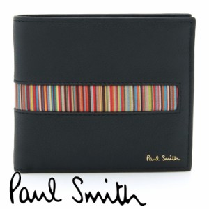 ポールスミス 財布 Paul Smith 二つ折り財布（小銭入れあり）メンズ ブラック マルチストライプ M1A-4833-HINSET 79 【母の日 誕生日 お