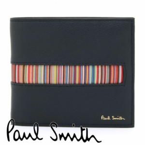 ポールスミス 財布 Paul Smith 二つ折り財布（小銭入れあり）メンズ ブラック マルチストライプ M1A-4833-AINSET 79 【母の日 誕生日 お