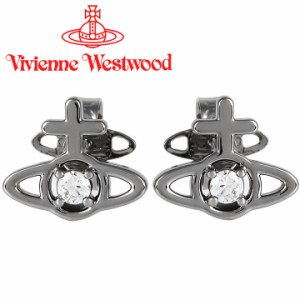 ヴィヴィアンウエストウッド ピアス レディース Vivienne Westwood オーブ ヴィヴィアン ラリータピアス ガンメタル×ホワイトCZ 6201027