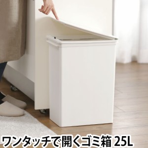 ゴミ箱 プッシュオープントラッシュビン 25L おしゃれ ワンプッシュ ふた付き キッチン ホワイト 白 シンプル 重ねられる スタッキング 