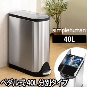 ゴミ箱simplehuman バタフライステップダストボックス 分別タイプ 40L シルバーステンレス バタフライステップカン CW2017 20L ペダル ス