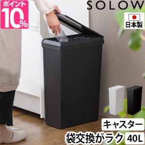 ソロウ ゴミ箱 ふた付き 袋の交換が楽なダストボックス スリム 40L 蓋付きゴミ箱 くず入れ 大容量 45リットル袋 おしゃれ 蓋付き インテ