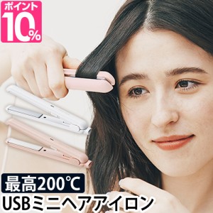 ヘアアイロン USBスタイリングヘアアイロン ミニ ストレート ヘアーアイロン 前髪 USB 旅行 携帯 ケース かわいい おしゃれ FESTINO フェ