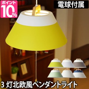 ペンダントライト レビューでお掃除用クロスの特典 ペンダント 照明 3灯 LAMP BY 2TONE PENDANT LED対応 6〜8畳 電球付き バイカラー カ