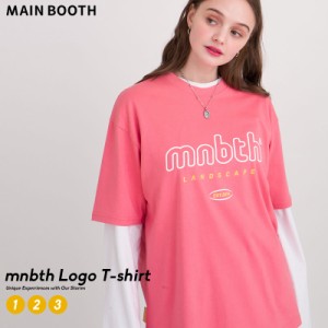 【メール便対応】 MAIN BOOTH メインブース ペア tシャツ 半袖 おそろ カップル ペアルック ロゴ 韓国 ファッション ブランド オルチャン