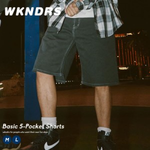 WKNDRS ウィークエンダーズ メンズ デニムショーツ ワイドショーツ サマーショーツ 綿100％ コットン100％ 黒 春 夏 韓国 ファッション 