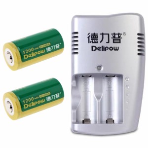 【新品】【メール便対応】【レビューを書いて送料無料】デリパワー CR123A 3V 1200mAh リン酸鉄リチウム充電電池 セット(800-0116 充電電