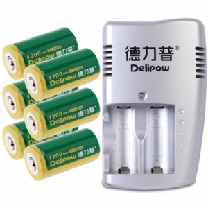 【新品】【メール便対応】【レビューを書いて送料無料】デリパワー CR123A 3V 1200mAh リン酸鉄リチウム充電電池 セット(800-0116 充電電