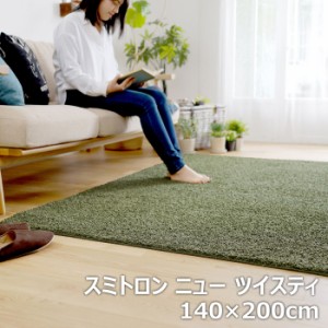 BIG SIZE RUG カーペット スミノエ ラグ 防炎 防ダニ スミトロン ニュー ツイスティ 140×200cm 13342240-140200-4 グリーン