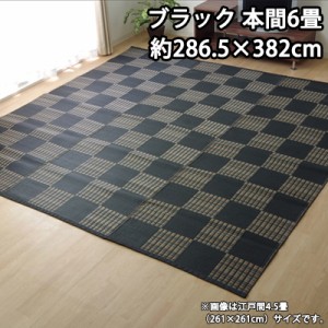 【送料無料】イケヒコ 洗える PPカーペット 『ウィード』 ブラック 本間6畳（約286.5×382cm） 2116916