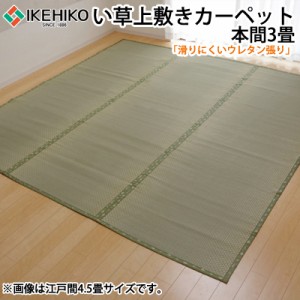 【送料無料】イケヒコ フリーカット い草 上敷き カーペット 『F不知火』 本間3畳（約191×286cm）（裏:ウレタン張り） 6305183