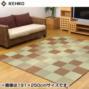 【送料無料】イケヒコ・コーポレーション 純国産 い草ラグカーペット Fブロック2 ブラウン 約140×200cm（裏:ウレタン） 8220750