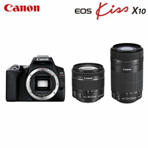 【送料無料】キヤノン デジタル一眼レフカメラ EOS Kiss X10 ダブルズームキット EOSKISSX10BK-WKIT ブラック CANON