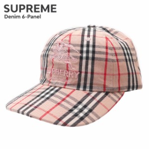 新品 シュプリーム SUPREME x バーバリー BURBERRY Denim 6-Panel キャップ PINK ピンク ヘッドウェア