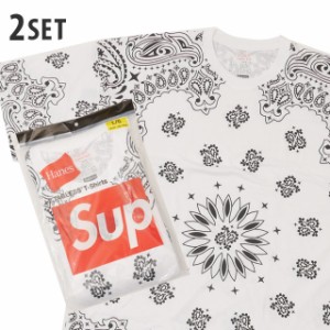 新品 シュプリーム SUPREME x ヘインズ Hanes Bandana Tagless Tee 2-pack Tシャツ 2枚セット WHITE ホワイト 白 半袖Tシャツ