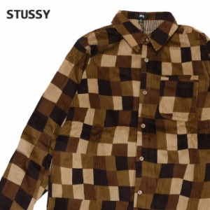 新品 ステューシー STUSSY Wobbly Check L/S Shirt チェック 長袖シャツ ストックロゴ BROWN ブラウン TOPS