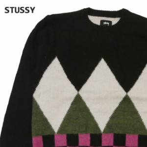 新品 ステューシー STUSSY DIAMOND CHECK MOHAIR SWEATER モヘア セーター BLACK ブラック 黒 TOPS