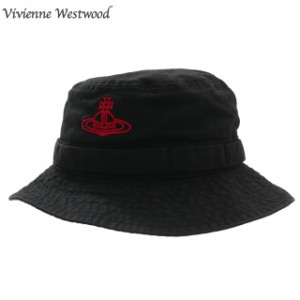 新品 ヴィヴィアン・ウエストウッド Vivienne Westwood コットンツイル サファリハット バケットハット BLACK ブラック 黒 ヘッドウェア