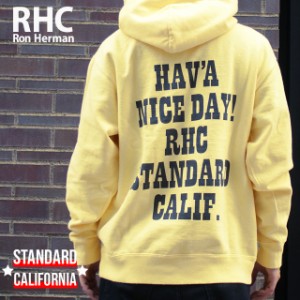 新品 ロンハーマン RHC Ron Herman x スタンダードカリフォルニア STANDARD CALIFORNIA US Cotton HAND Logo Hoodie パーカー YELLOW イ