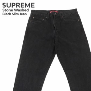 新品 シュプリーム SUPREME Stone Washed Black Slim Jean デニム パンツ ストリート スケート スケーター パンツ