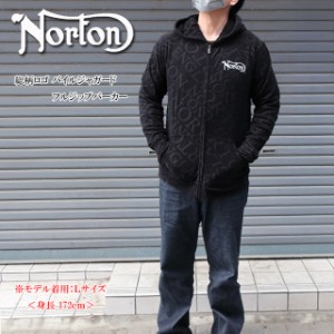 norton ノートン メンズ 総柄ロゴ パイルジャガード フルジップパーカー 241n1310b【Norton/男性/長袖パーカー/トップス/ストリート/バイ