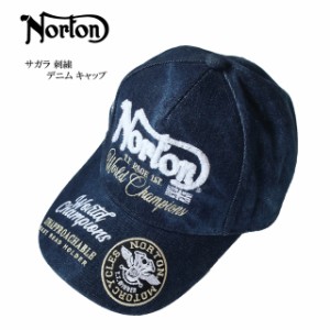 norton ノートン 帽子 メンズ サガラ刺繍 デニムキャップ 241N8702B【Norton/男性/CAP/バイク/バイカー/ライダー/アメカジ】【2024年モデ