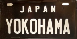 横浜ご当地 USAサインプレート JAPAN YOKOHAMA  黒＋白文字