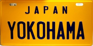 横浜ご当地 USAサインプレート JAPAN YOKOHAMA  黄＋黒文字