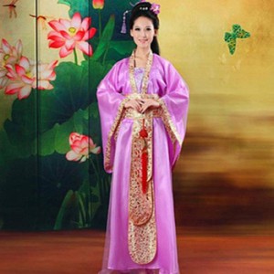 唐装漢服 中華民族服 中国古代宮廷風衣装 チャイナドレス 紫 hhy001