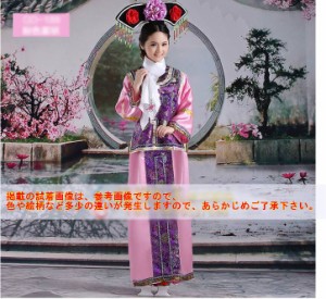 中華古装 清朝王妃皇女服 チャイナドレス 髪飾り付き 3サイズ Fタイプ