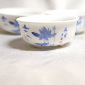 新品　陶器　陶芸作家　ふた付きBOWL小5個　D