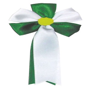 胸章リボン（五方） 緑 販促・記念品 記念品・贈答品・景品