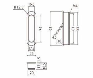 シロクマ 小判形堀込引手アンバー塗装 1個 MZ-6