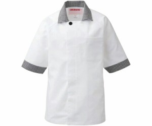 KAZEN 兼用コックシャツ五分袖　ブラックxホワイト　L 1枚 424-25 L