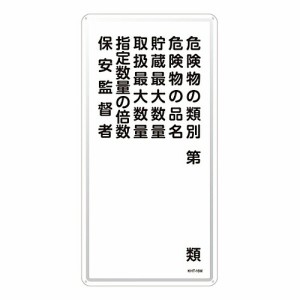 日本緑十字社 危険物標識　「危険物の類別　危険物の品名　貯蔵最大数量　取扱最大数量　指定数量の倍数　保安監督者」　KHT-16M 053116 