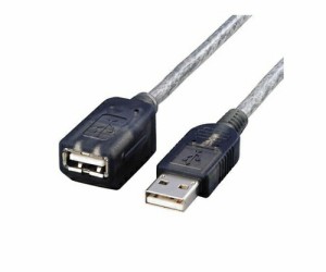 エレコム マグネット内蔵USB延長ケーブル(グラファイト) 2m USB-EAM2GT 1パック