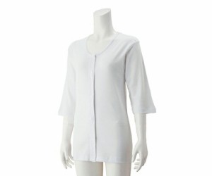 ケアファッション 婦人7分袖大寸ホックシャツ ホワイト 3L 38115-05 1枚