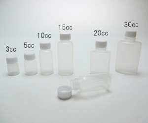 ケーエム化学 ミニサンプルボトル　3cc　白キャップ 1箱(100個入) 11508