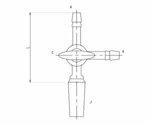 旭製作所 摺付三方コック型 オス ガラスコック 1個 2450-1L