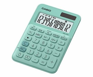 カシオ ミニジャスト型カラフル電卓(12桁) (ミントグリーン) MW-C20C-GN-N 1個