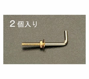 エスコ ナット・ねじ付L形フック（真鍮/2個）　φ3.2×25mm 1袋 EA951DR-41