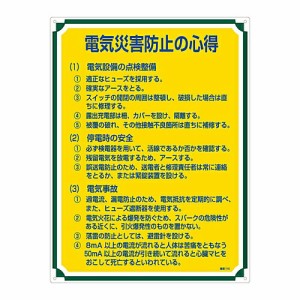 日本緑十字社 安全・心得標識 「電気災害防止の心得」 管理110 1枚 050110