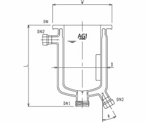 旭製作所 フルジャケット式セパラ反応容器 15A 端部タイプ ・弁座付 撹拌バッフル付 1個 3076-1/100-M-A