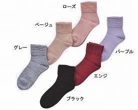 ｺﾞﾑ無しｿｯｸｽ 婦人 冬物 ﾛｰｽﾞ          0185 3111H 神戸生絲