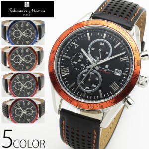 10気圧防水 クロノグラフ 腕時計 メンズ 1年保証 全5色 正規 Salvatore Marra サルバトーレ マーラ クロノグラフ 腕時計 BOX 保証書付