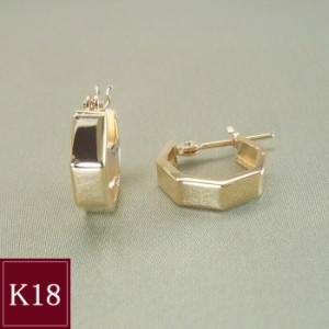 ピアス フープピアス アクセサリー 18金 k18 K18 ゴールド 6角形 地金 品番ma-0432 2営業日前後の発送予定