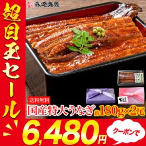 うなぎ 蒲焼き 国産 2尾 特大 約180g×2本 無投薬 選べる風呂敷包み 鹿児島県産 鰻 ウナギ かば焼き 土用の丑の日 スタミナ お取り寄せグ